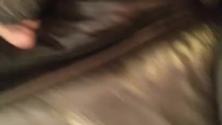 Hot little feet stepping on leather couch 