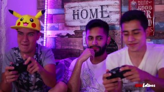 Twinks First Anal Threesome Camilo Fabian and Gabriel Playing Videogames The Loser Has To Bottom