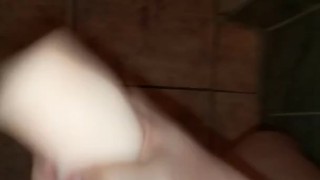Big cumshot in public toilet