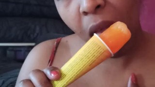 She loves to lick and suck icecream