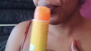 She loves to lick and suck icecream