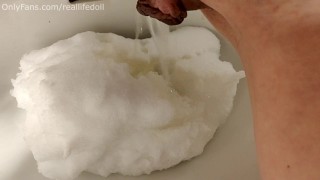 Melting snow in the sink with my pee