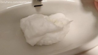 Melting snow in the sink with my pee