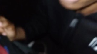 Ebony blow job outdoors