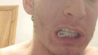 My condom broke while I was fucking my pussy pocket, I got mad and decided to chew it!