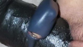 Milf enjoys long thick black King Cock Dildo! Puts it all in with cock ring! 