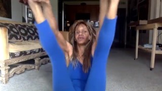 Live Clip - Ginger MoistHer Tease You in Blue - Lay Down Comedy! Nipples, smiles, yoga in yo face