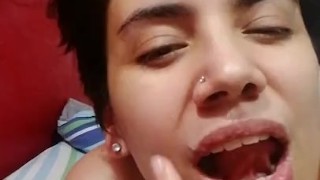 Quickie! Cum facial, cleanup, cumplay and swallow!