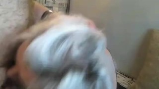 Mature blonde Russian whore sucksing