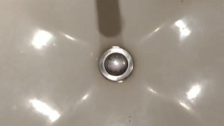 Bathroom sink very quick Jackoff with Big Cumshot