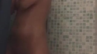 Latina gets interrupted while showering