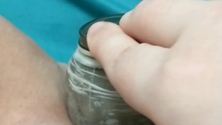 Bunnii cums on thick toy
