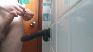 Boy Plays With Big Black Dildo