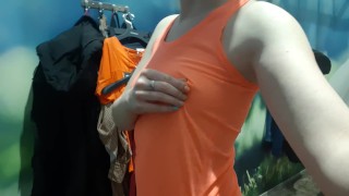Girl masturbating in the fitting room