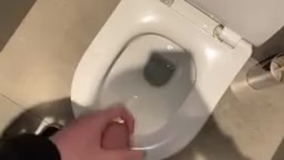 Showing off my hard cock in a public toilet, hope you like it 