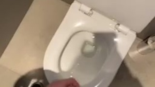 Showing off my hard cock in a public toilet, hope you like it 