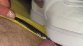 Shoejob with new white nike sneakers