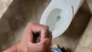 Jacking off in public restroom 