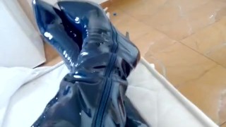 Squeaky Blue Patent Boots