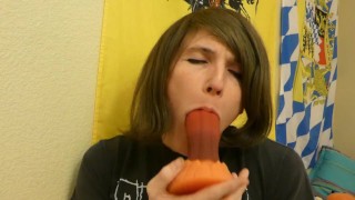 Practicing blowing crackers with makeup on