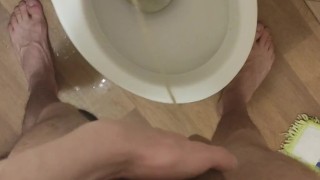 Pouring milk on my cock while pissing and more piss!