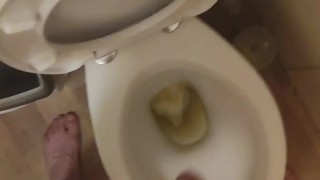 Pouring milk on my cock while pissing and more piss!