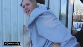 Outdoor winter fucking with curvy Maja