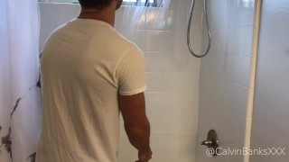 Calvin Banks  Hot shower rubdown SEE THROUGH UNDERWEAR