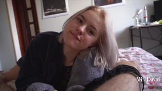 Sneaked into the room, gave a Sweet Blowjob and saddled my Dick - POV MiraDavid