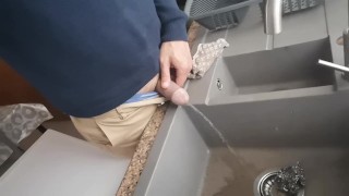 Pissing into my kitchen sink