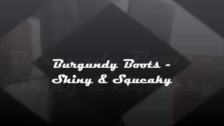 Burgundy Brown Shiny Squeaky Boots