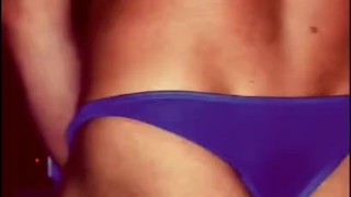 Hairy Guy Nice Big Cock and Hairy Ass, Quickly Show Big Dick Handjob in Thong