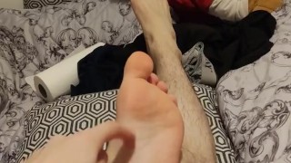 Playing with my sexy skinny feet on my bed cause I love it