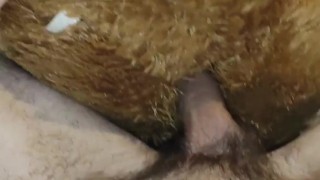Very horny boy fucks his teddy bear up his furry ass while moaning
