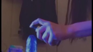 MILF Riding A Dildo On A Small Shelf (mirror view)