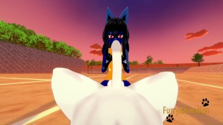 Pokemon Yaoi - POV Cinderace cums in Lucario's mouth and ass