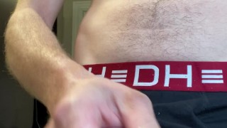 Jerking my big hard cock cumshot