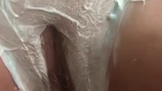 Fat pussy getting shaved