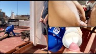 DICK FLASH- Pervert flashing naive fit nanny during her break, she ...