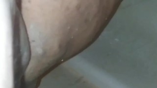 Chubby girl pee all over herself
