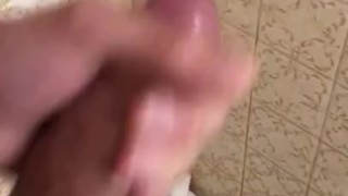 jacking off my big hard cock still horny after fucking ex till she came and leaving her creampied
