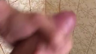 jacking off my big hard cock still horny after fucking ex till she came and leaving her creampied