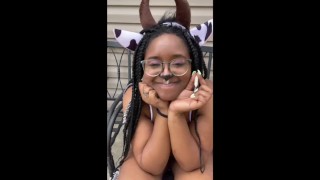 Thick Cow Smokes Weed And Pees Outside
