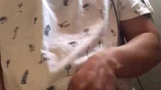 Morning handjob attending home office
