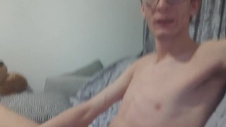 Taking off my boxers, stroking my big cock and sniffing boxers