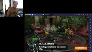 Black Nude Gamer Playing Marvel Strike F Game