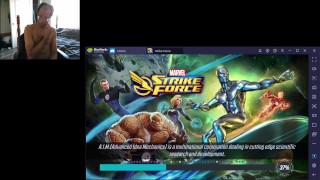 Black Nude Gamer Playing Marvel Strike F Game