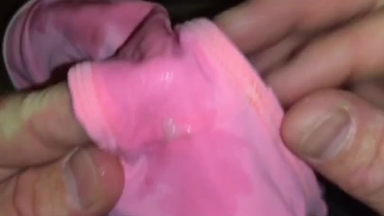Husband secretly wears his wifes pink Lululemon Bikini, stretching the top  & cumming in the bottoms