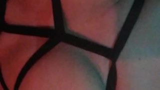 Hot latin bitch with nipple clamps enjoying her fetish