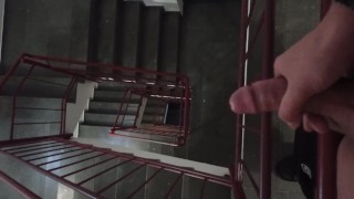 college stairwell jerk off cumshot
